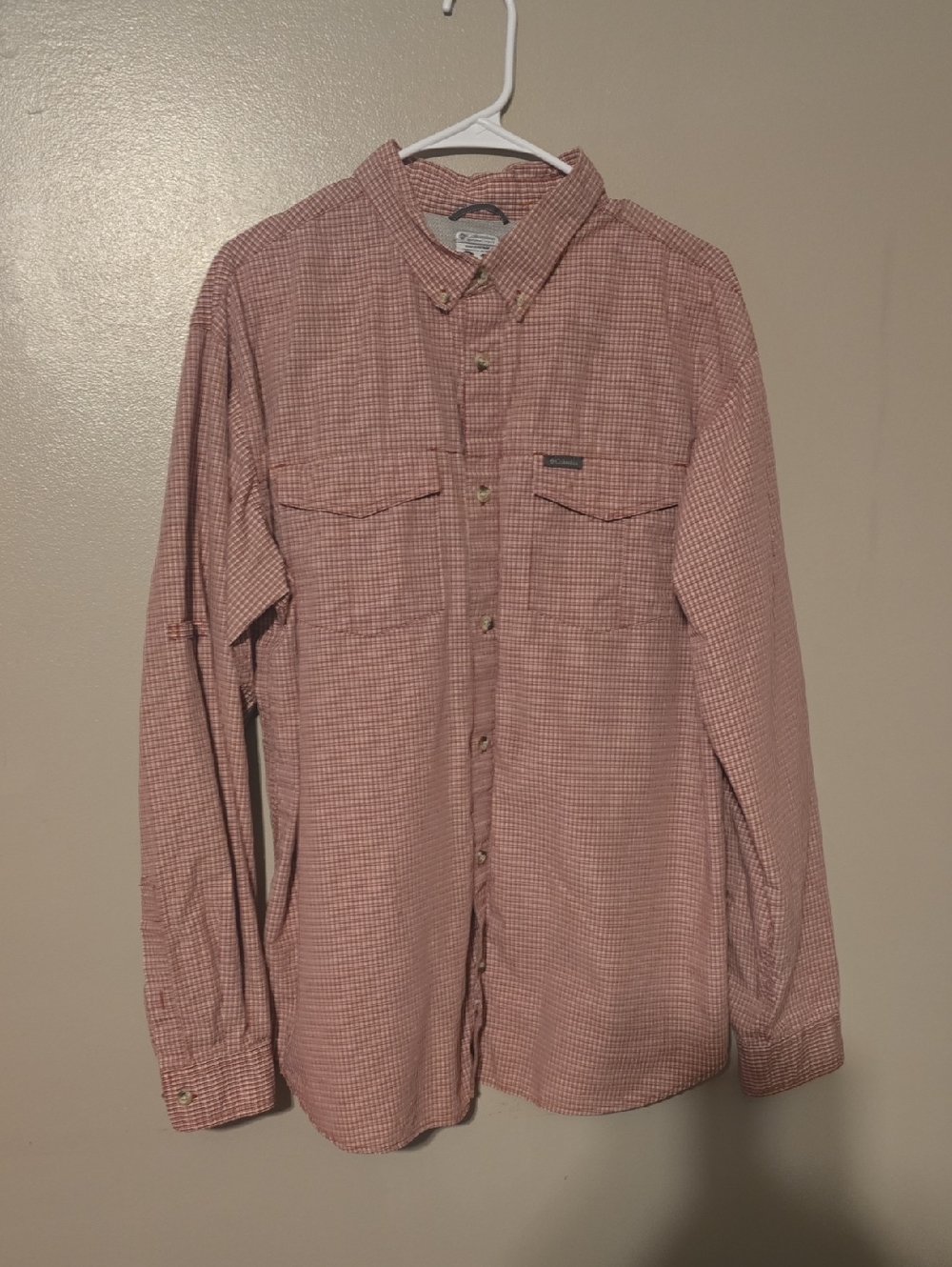 Columbia Omni Shade Shirt Men XL Red Plaid Vented Outdoor Long Sleeve Button Up